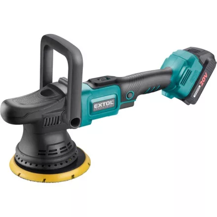 EXTOL INDUSTRIAL akkus excenteres polírozógép, Share20V, 20V, Li-ion, szénkefe nélküli motor, 1db akku, 1db töltő, 2000 mAh, 150 mm