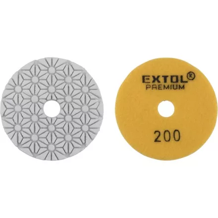 EXTOL PREMIUM gyémánt csiszolókorong/polírkorong, csempe élcsiszoló, tépőzáras; 100mm, P200, száraz és vizes