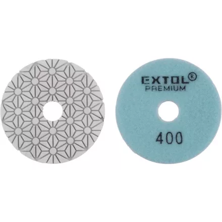 EXTOL PREMIUM gyémánt csiszolókorong/polírkorong, csempe élcsiszoló, tépőzáras; 100mm, P400, száraz és vizes