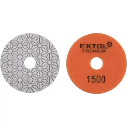 EXTOL PREMIUM gyémánt csiszolókorong/polírkorong, csempe élcsiszoló, tépőzáras; 100mm, P1500, száraz és vizes