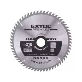   EXTOL PREMIUM körfűrészlap, keményfémlapkás, 140×16mm(lyuk átm), T30; 2,8mm lapkaszélesség, max. 9000 ford/perc