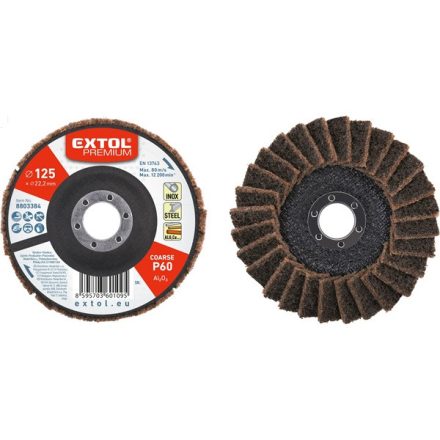 EXTOL PREMIUM lamellás csiszoló INOX, acél és ALU munkadarabok csiszolására, 125×22mm; P60 (darabáras, de csak ötösével rendelhető)