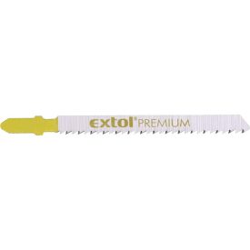   EXTOL PREMIUM dekopírlap, 5db, Bosch befogás, HCS; 75×8×1,5mm, 2,5mm fogtáv, köszörült fogak, puhafához, farostlemezekhez (3-30mm), mű