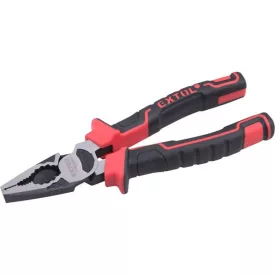   EXTOL PREMIUM 5 év kombinált fogó, 180mm, duál vörös/fekete TPR nyél, 20% extra erőkifejtés, akasztós szerszámtartó
