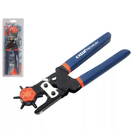 EXTOL PREMIUM 5 év bőrlyukasztó, gumírozott nyéllel; forgatható fejű, 6 lyukú 2.0 -2.5-3.0-3.5-4.0- 4.5mm