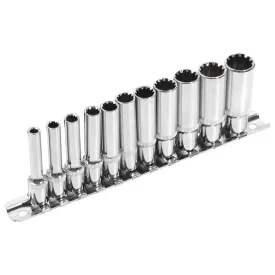   EXTOL PREMIUM 5 év hosszított Multi Lock dugófej klt. ; 1/4", 11db 4, 5, 5.5, 6, 7, 8, 9, 10, 11, 12, 13mm, tartó sínen