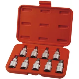  EXTOL PREMIUM 5 év bitdugófej klt., 9db, TORX,  1/2"×55mm (T20-25-27-30-40-45-50-55-60), CrV/S2