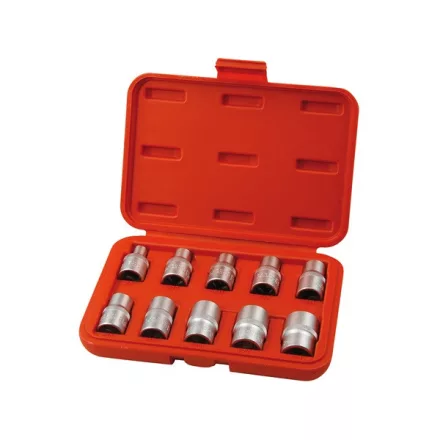 EXTOL PREMIUM 5 év bitdugófej klt. belső, 10db, TORX,  1/2"×38mm (E8-10-11-12-14-16-18-20-22-24), CrV/S2