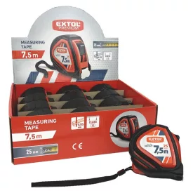   EXTOL PREMIUM 5 év mérőszalag, gumírozott, 1 stoppos, 7,5m×25mm