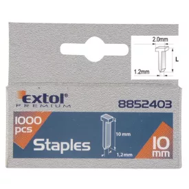   EXTOL PREMIUM szeg fejjel profi tűzőgéphez 1000db ; 10mm (2,0×1,2×0,52mm)
