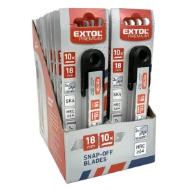   EXTOL PREMIUM pótpenge tapétavágó késhez, 10 db, 18×100×0,5 mm, törhető, SK2 acél, HRC >64, tripla vágóél