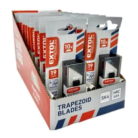   EXTOL PREMIUM trapézpenge klt. 10 db, 19×61mm, SK4 acél, HRC >64, tripla vágóél