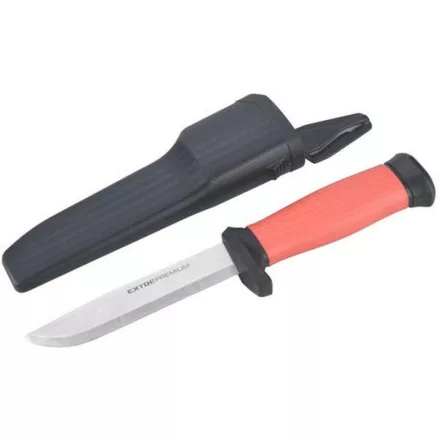 EXTOL PREMIUM univerzális vágókés, 4Cr14 acél penge, műanyag nyél+tok, penge hossz: 103 mm, teljes hossz: 223 mm