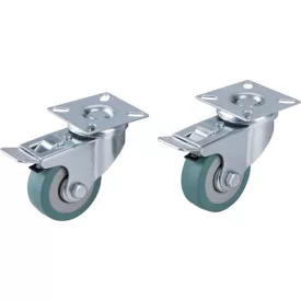   EXTOL PREMIUM készülékgörgő 2 db, önbeálló, rögzítőfékkel, szürke gumi, 50mm, golyóscsapággyal, max. teherbírás: 27 kg/db