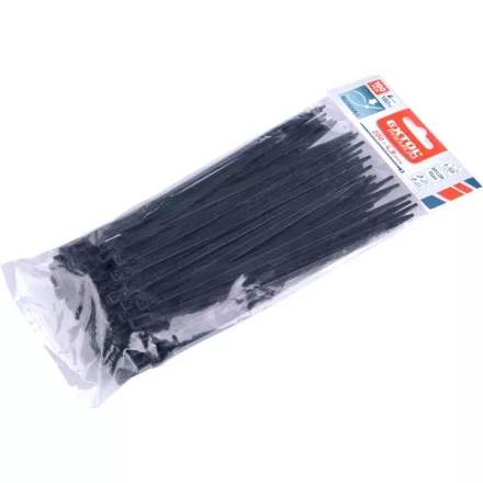EXTOL PREMIUM kábelkötegelő 4,8×200mm 100db, többször használható (oldható) fekete nylon; UV-, sav- és lúgálló