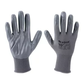   EXTOL PREMIUM kötött kesztyű szürke nylon, méret: 10' nitrilbe mártott teny. és ujjhegy., gumírozott mandzsetta