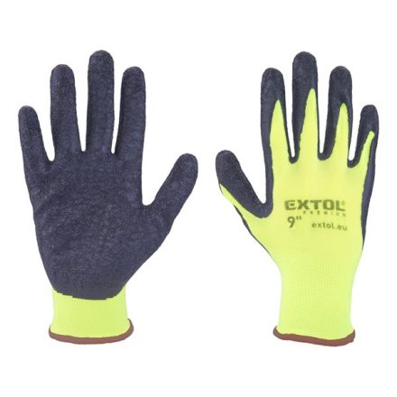 EXTOL PREMIUM kötött kesztyű nylon, varrat nélküli, méret  9' latexbe mártott teny. és ujjhegy, gumírozott mandzsetta