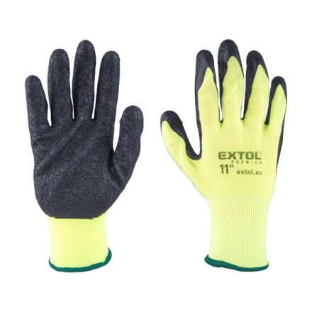 EXTOL PREMIUM kötött kesztyű nylon, varrat nélküli, méret  11' latexbe mártott teny. és ujjhegy, gumírozott mandzsetta