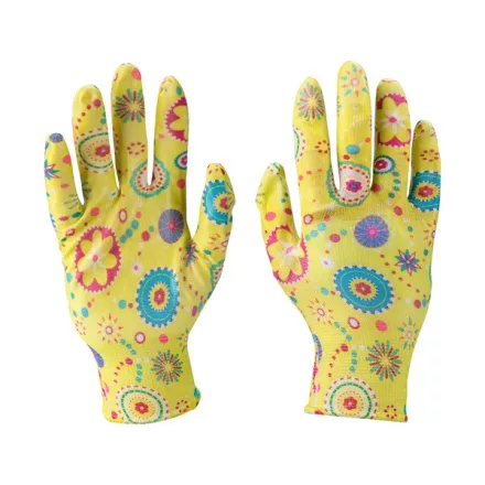 EXTOL PREMIUM kerti kesztyű, virágmintás, nylon, méret:  9' nitrilbe mártott teny. és ujjhegy., KIFUTÓ! HELYETTE: 8856674, 8856665
