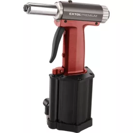   EXTOL PREMIUM gép 2 pneumatikus popszegecshúzó; ALU, réz, acél, INOX szegecsekhez, 2,4-3,2-4,0-4,8mm, 1/4" csatlakozó, üzemi nyomás: 4-5 Bar