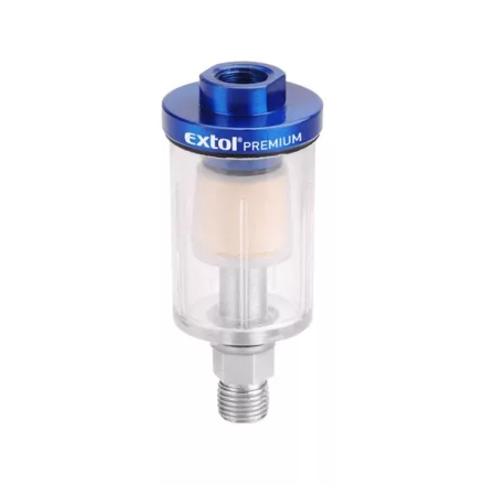 EXTOL PREMIUM 5 év mini levegőszűrő (nedvesség leválasztó), max. 8 Bar, 1/4", 48ml