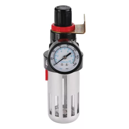 EXTOL PREMIUM 5 év levegőszűrő nyomásszabályozóval és manométerrel, max. 8 Bar, 1/4", max. 60°C, 90ml