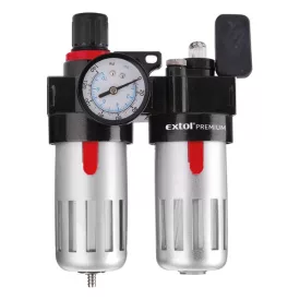   EXTOL PREMIUM 5 év levegőelőkészítő (légszűrő nyomásszabályozóval, olajozóval ésmanométerrel),max.8Bar,1/4",max.60°C,90ml szűrő&90mlolajzó