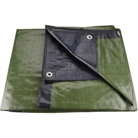 EXTOL PREMIUM takaróponyva, vízálló, de nem UV álló; 200g/nm, 10×15m névleges méret, valós méret: 9,85×14,80m, PE, lefűző lyukakkal