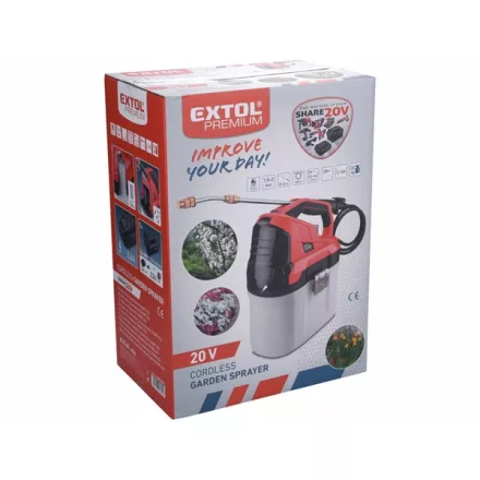 EXTOL PREMIUM gép 2 akkus permetező 7,5L, Share20V, 20V, Li-ion, 1db akku, 1db töltő, 2000 mAh