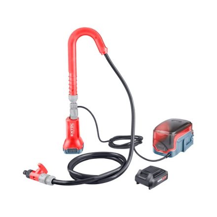 EXTOL PREMIUM akkus esővíz (hordóürítő) szivattyú, kivezetőcsővel, Share20V, 80W, szállító telj: 1,9 m3/h, Li-ion, 1db akku+töltő