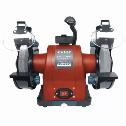 EXTOL PREMIUM gép 2 kettős köszörűgép 520W, száraz, 200×16×25mm, (P36, P80), 2950 ford/perc, 19kg, lámpával