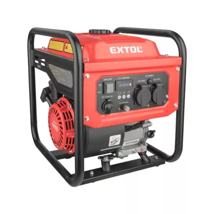 EXTOL PREMIUM gép 2 benzinmotoros áramfejlesztő, kézi indítás, 3,5 kVA, 230V, 1 fázisú, inverteres