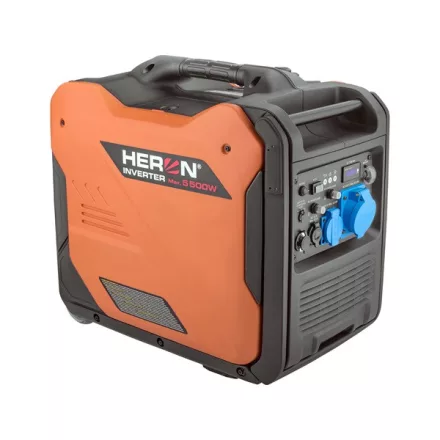 HERON gép Heron, benzinmotoros áramfejlesztő, csendes üzemű, 5,5 kVA, 230V, 1 fázisú, inverteres
