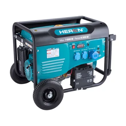 HERON gép Heron, benzinmotoros áramfejlesztő, max 6800 VA, 230V, önindítós