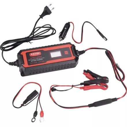 EXTOL PREMIUM 5 év akkutöltő, autós, mikroprocesszoros, intelligens, 2/4 Amp, DC 12V/6V