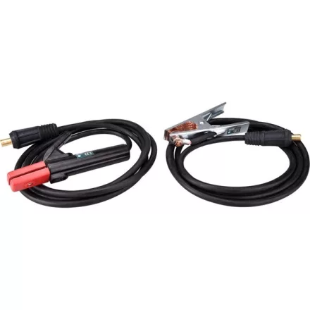 Egyéb hegesztő kábelpár, földelőkábel csipesszel + munkakábel elektródafogóval, 160A, 5m, 25mm2, csatlakozó: 10-25