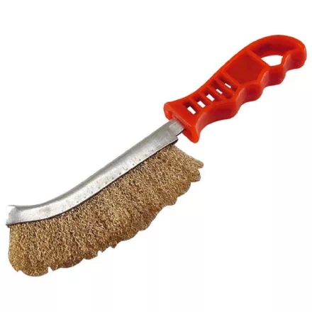 EXTOL CRAFT drótkefe hajlított, műanyag nyél; rezezett, 24cm, 30mm szálhossz
