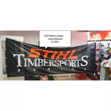 STIHL Timbersports zászló 145 x 360 cm oldalmerevítéssel